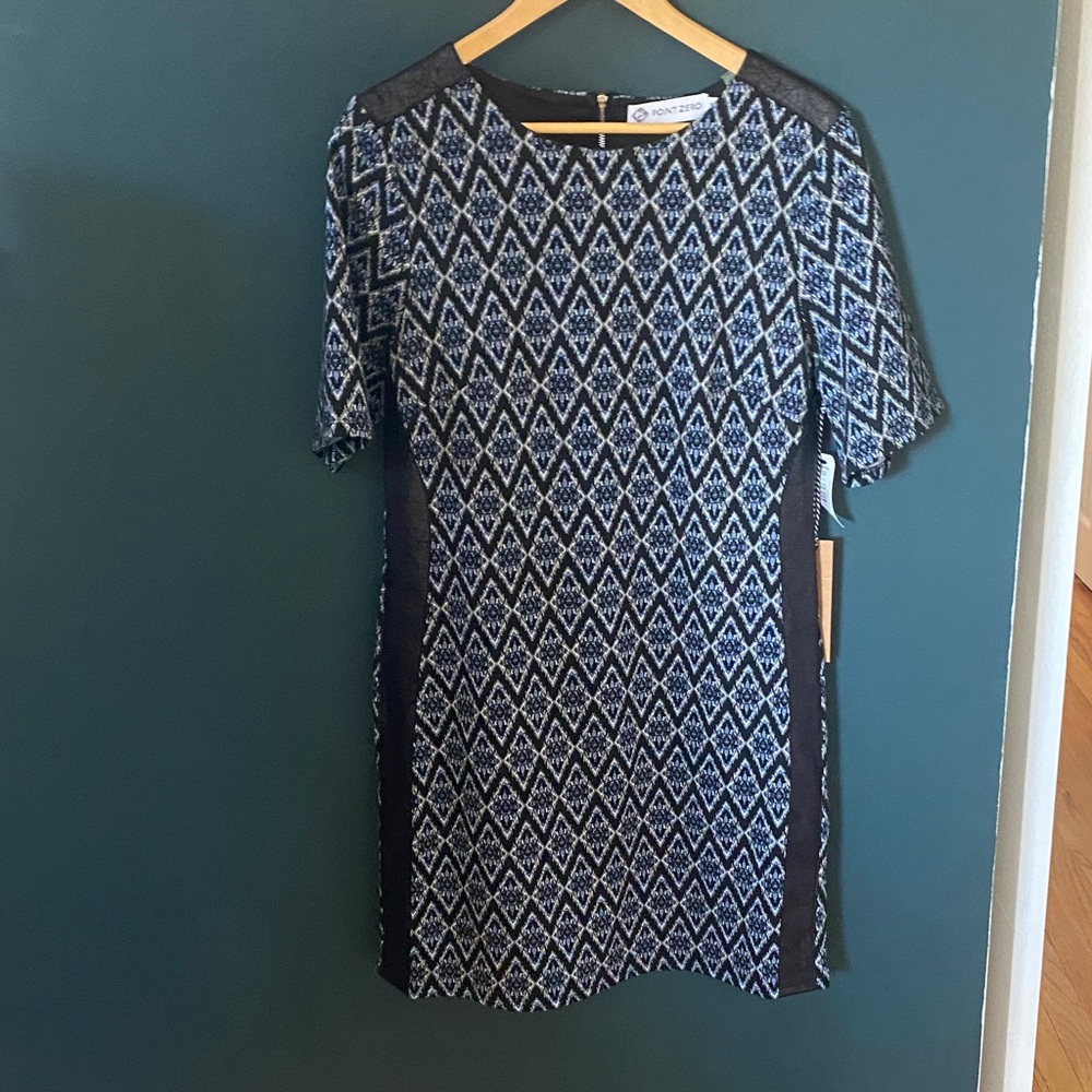 Point Zero Black and Blue Patterned Mini Dress